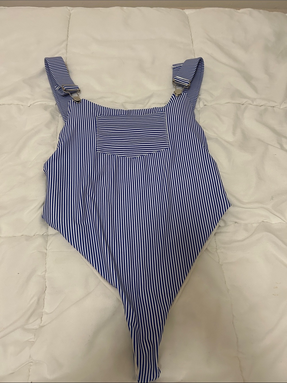 Striped Blue thong One-Piece Swimsuit